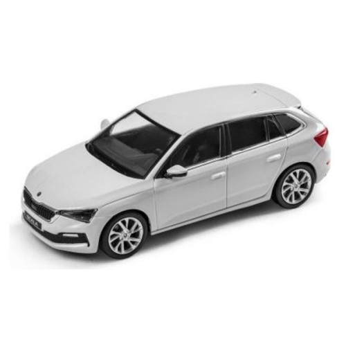 Skoda Scala schaalmodel 1:43 Maan wit/Staalgrijs